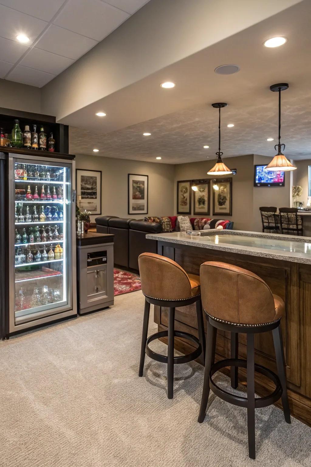 A bar and snack station keeps everyone refreshed and ready for more fun.