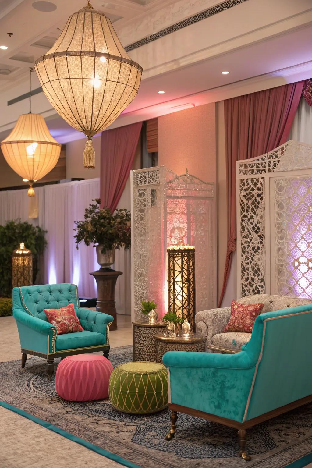 A themed celebration arrangement with a harmonious color palette for a synchronized presentation.