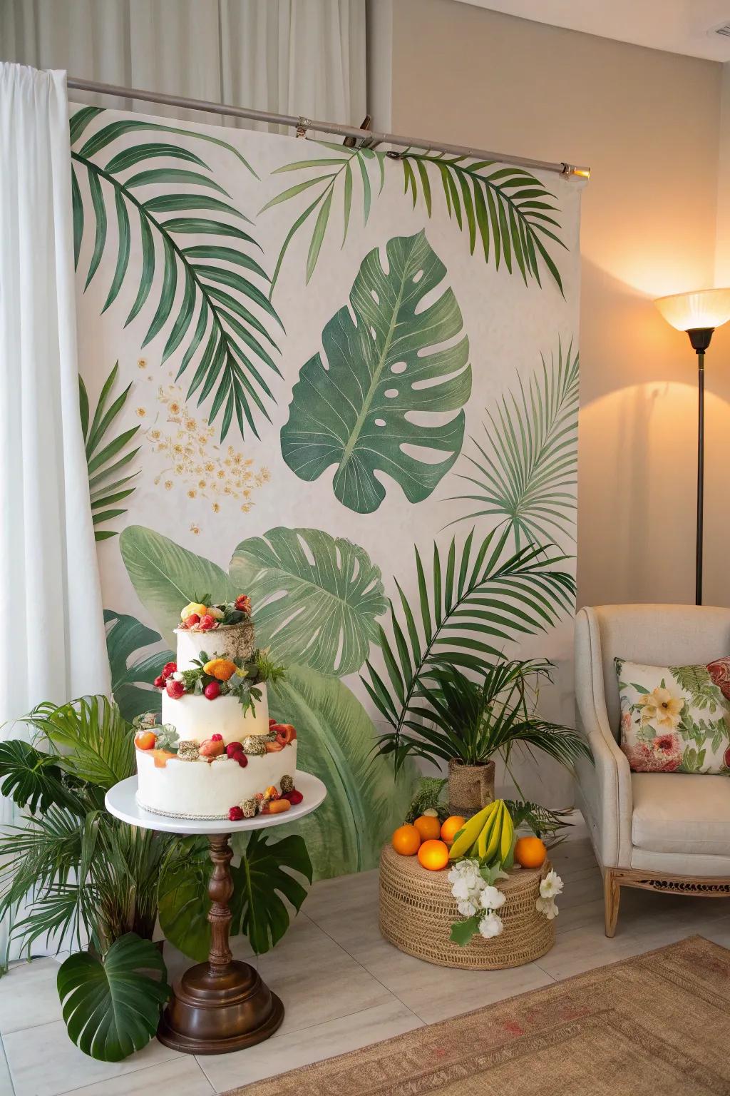 Create a tropical paradise for a vibrant cake smash.