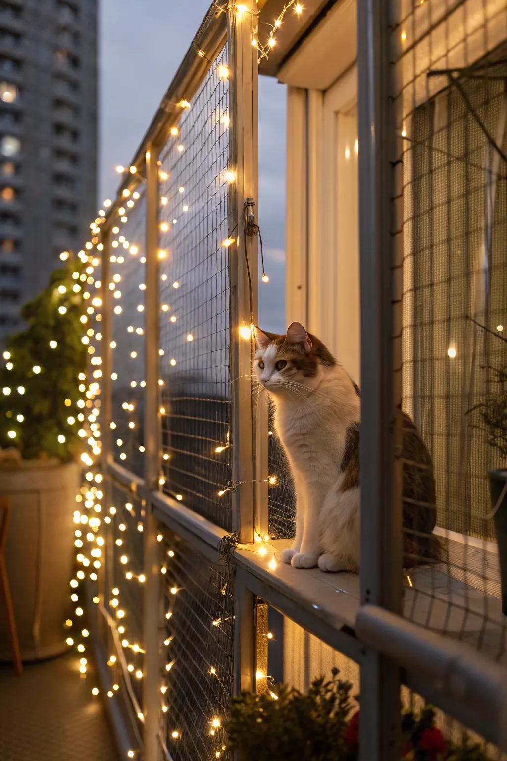 Fairy lights create a magical evening atmosphere in your catio.