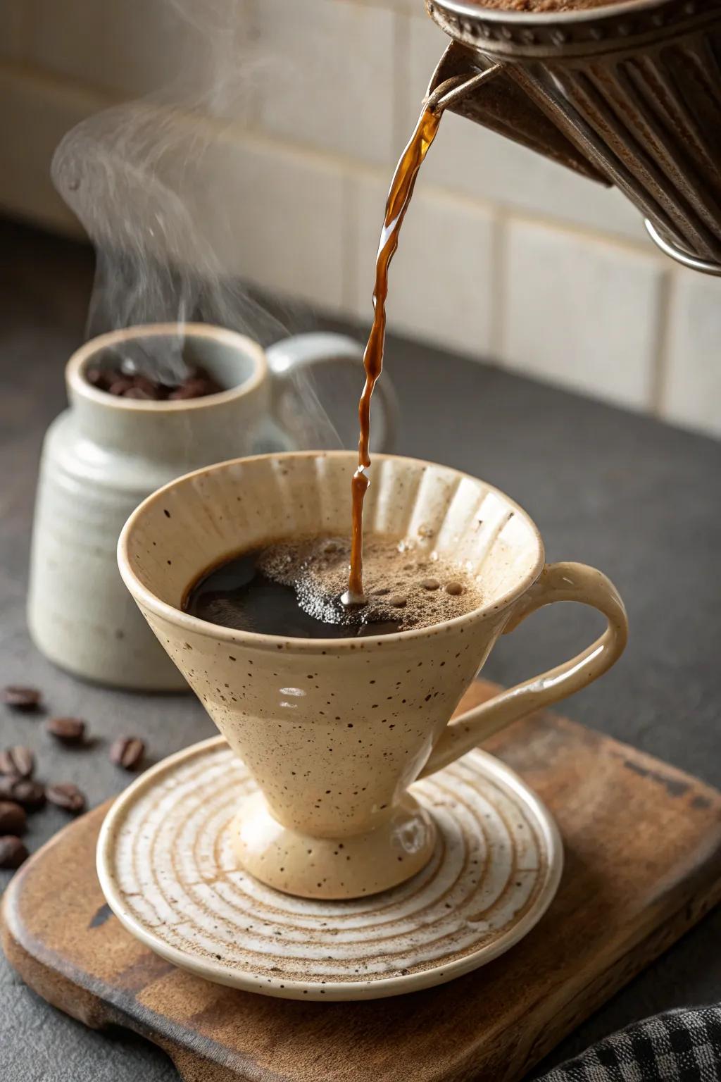 Turn your coffee preparation into a focused ritual using a pottery dripper.