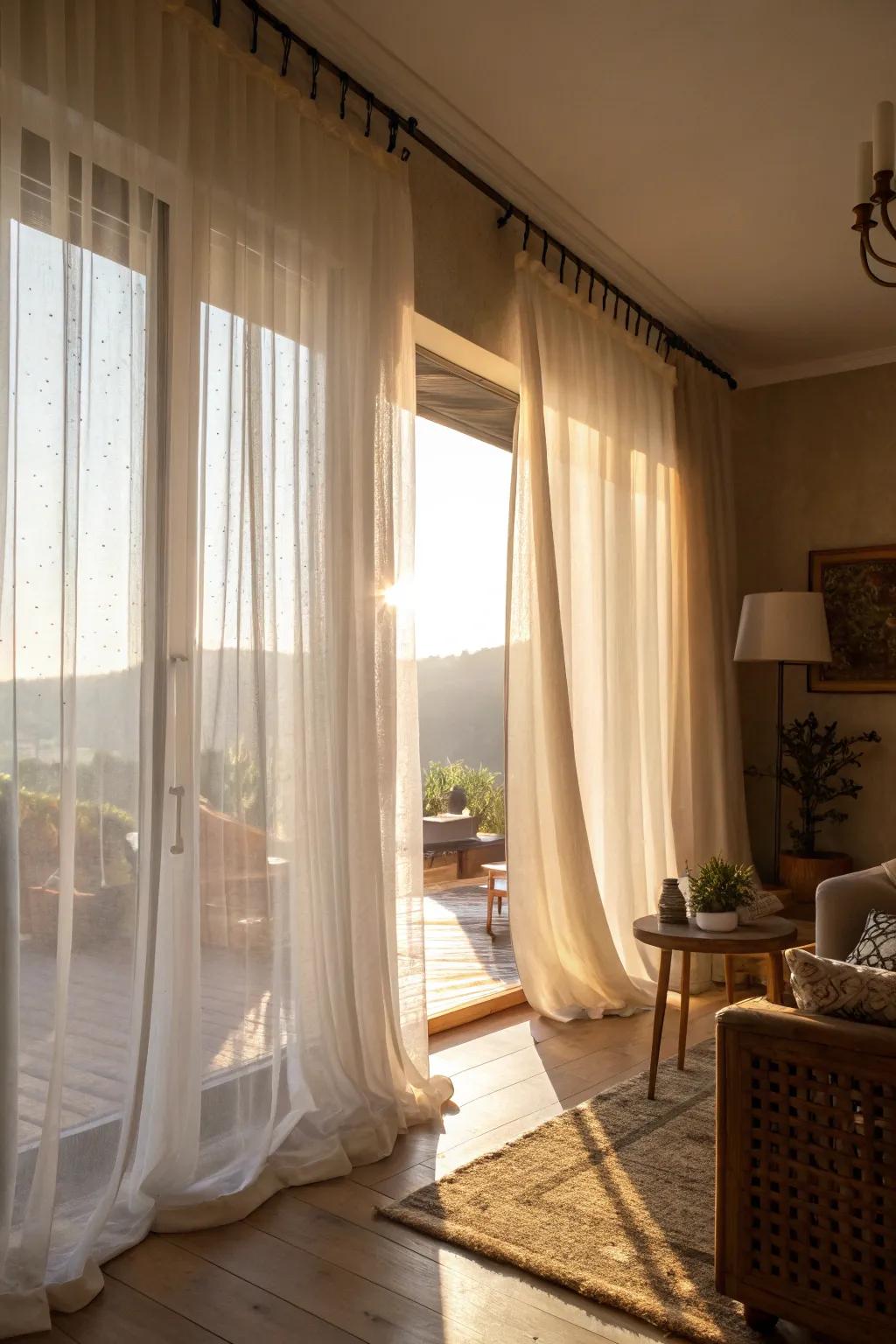 Sheer curtains offer light, airy elegance with a touch of privacy.