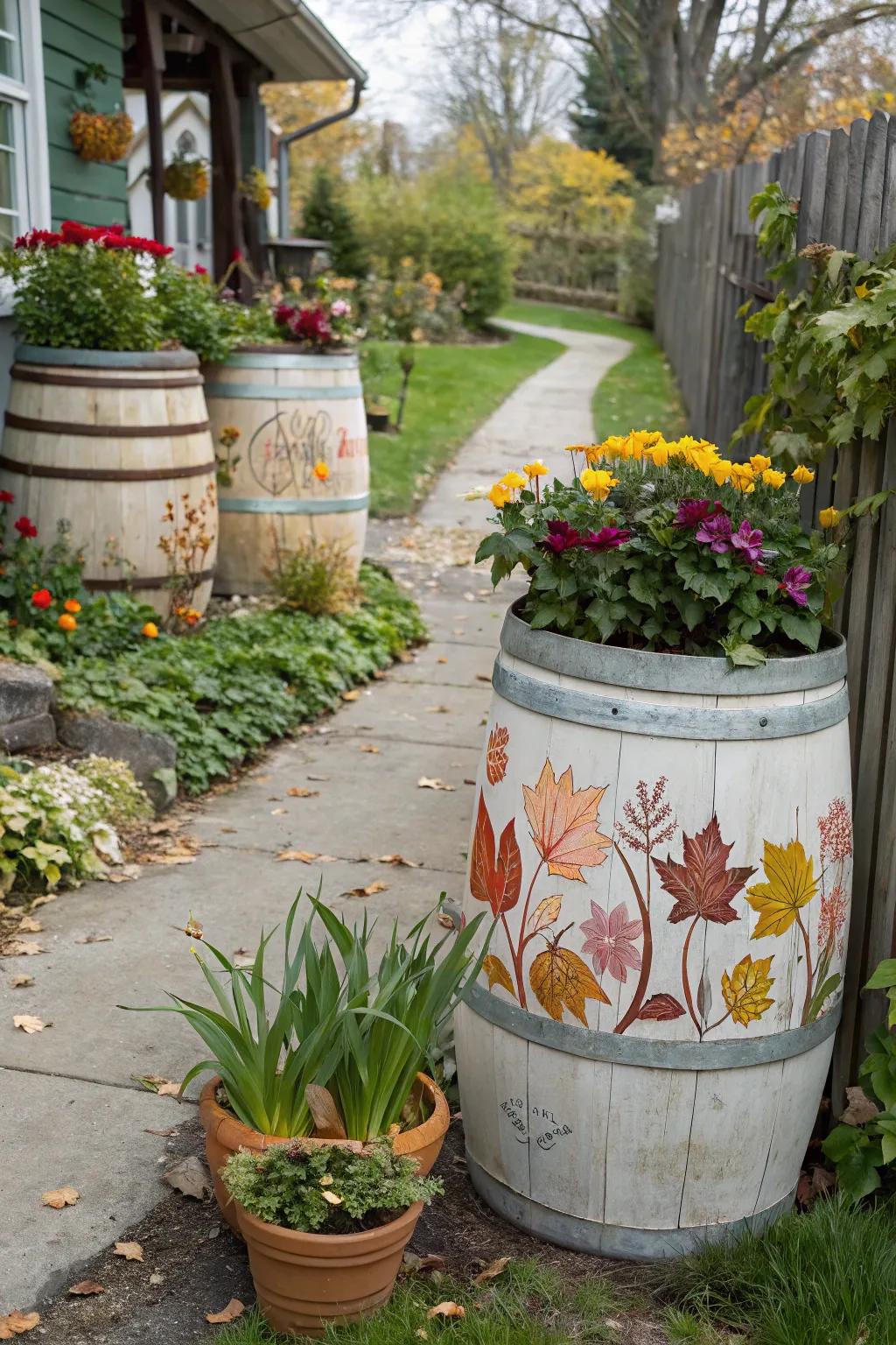 Seasonally decorated barrels