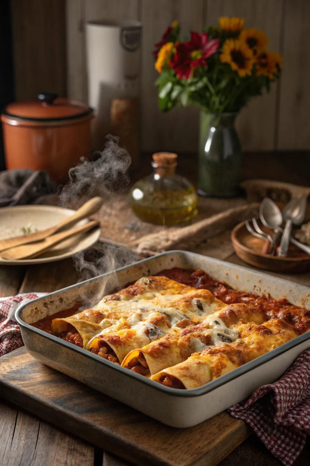 Cheesy baked enchiladas, perfect for a cozy dinner.