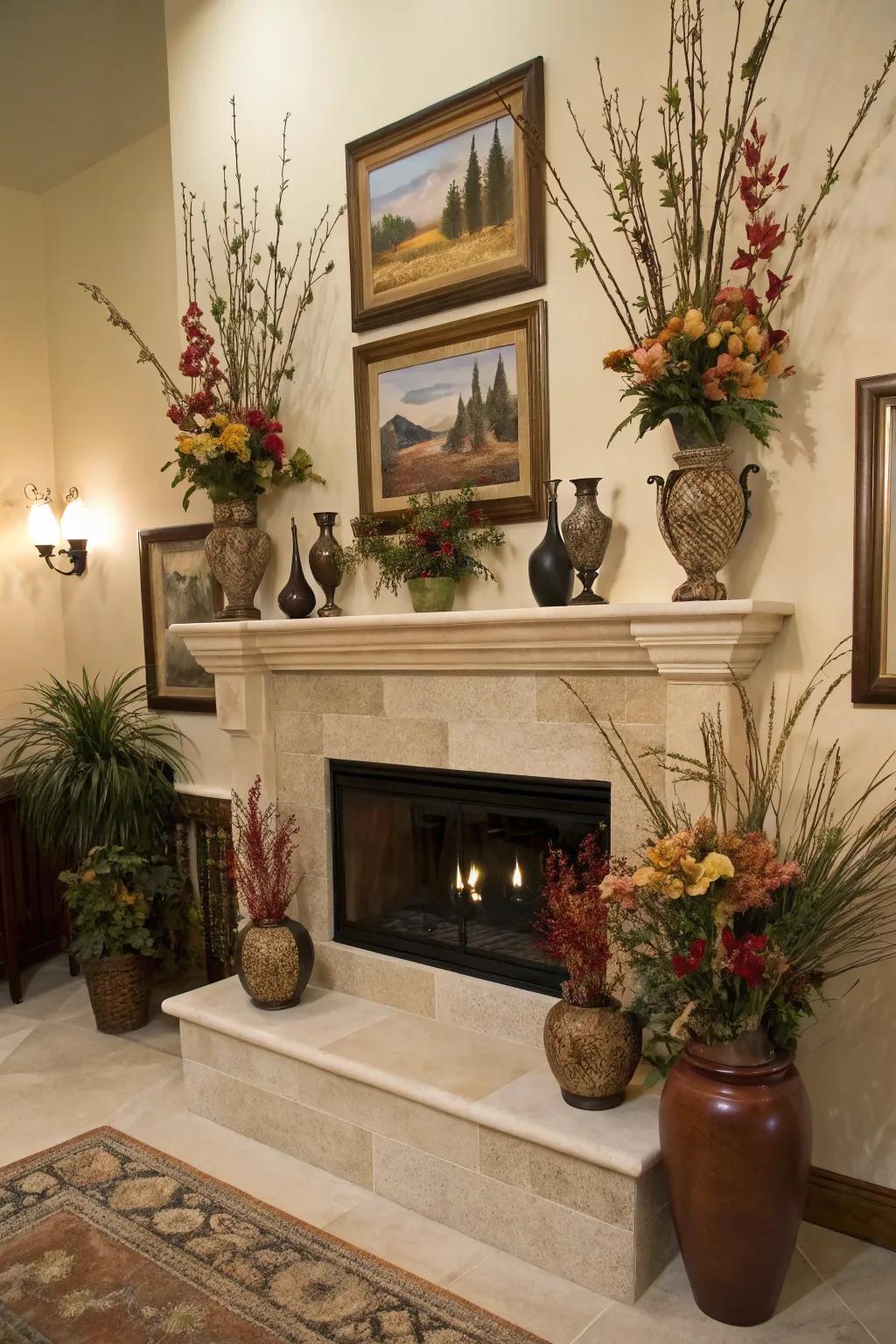 Decorative accents that elevate the fireplace's appeal.