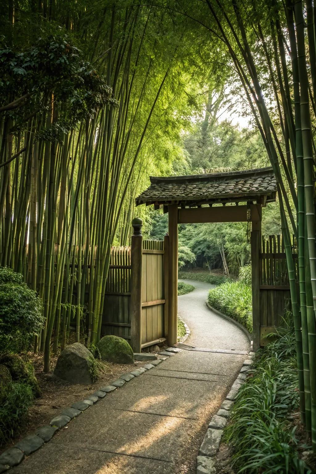 A serene and sustainable bamboo gate.