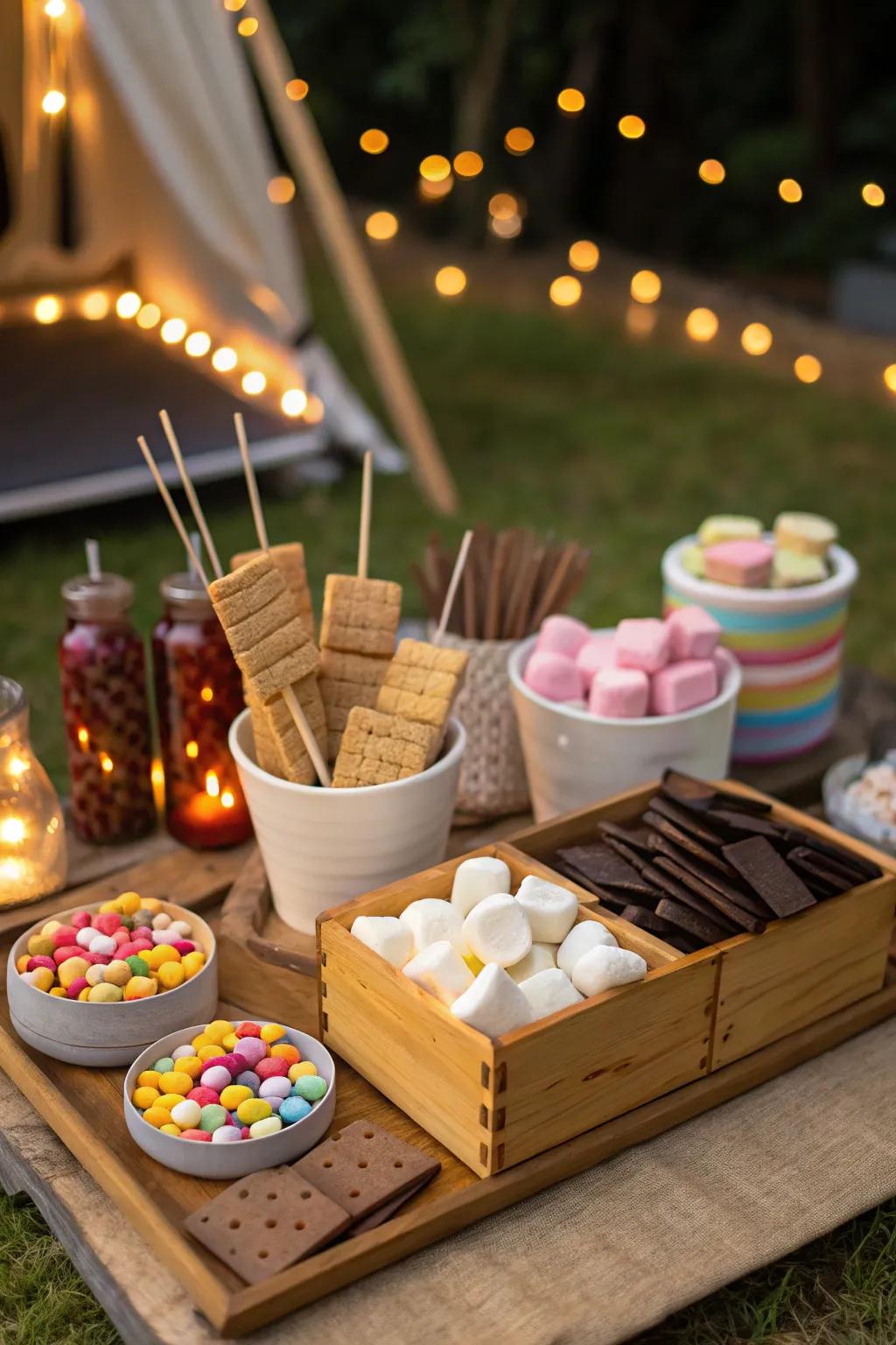 A tempting gourmet s'mores station for festival-goers