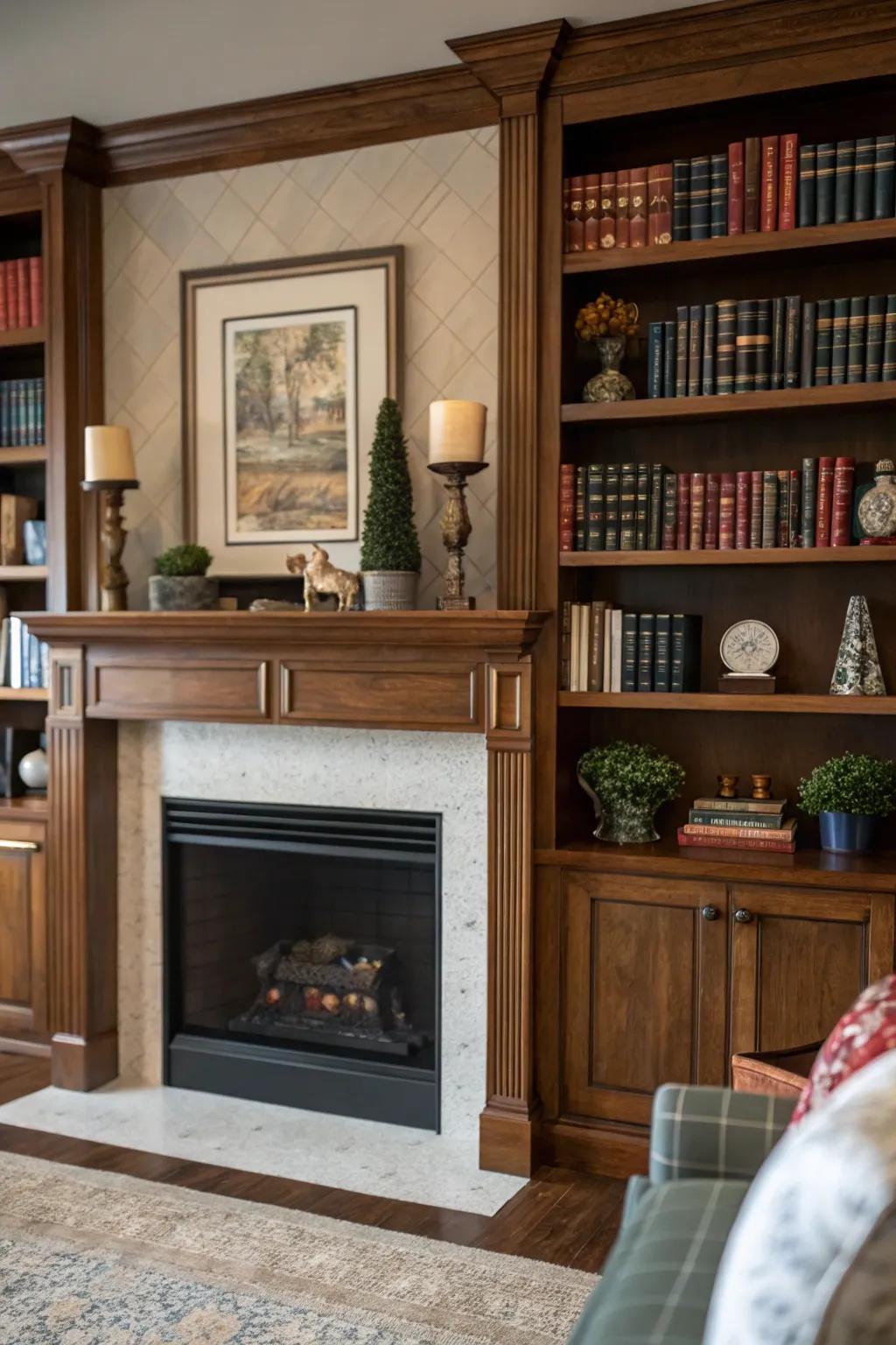 Add functionality with built-in bookshelves around your fireplace.