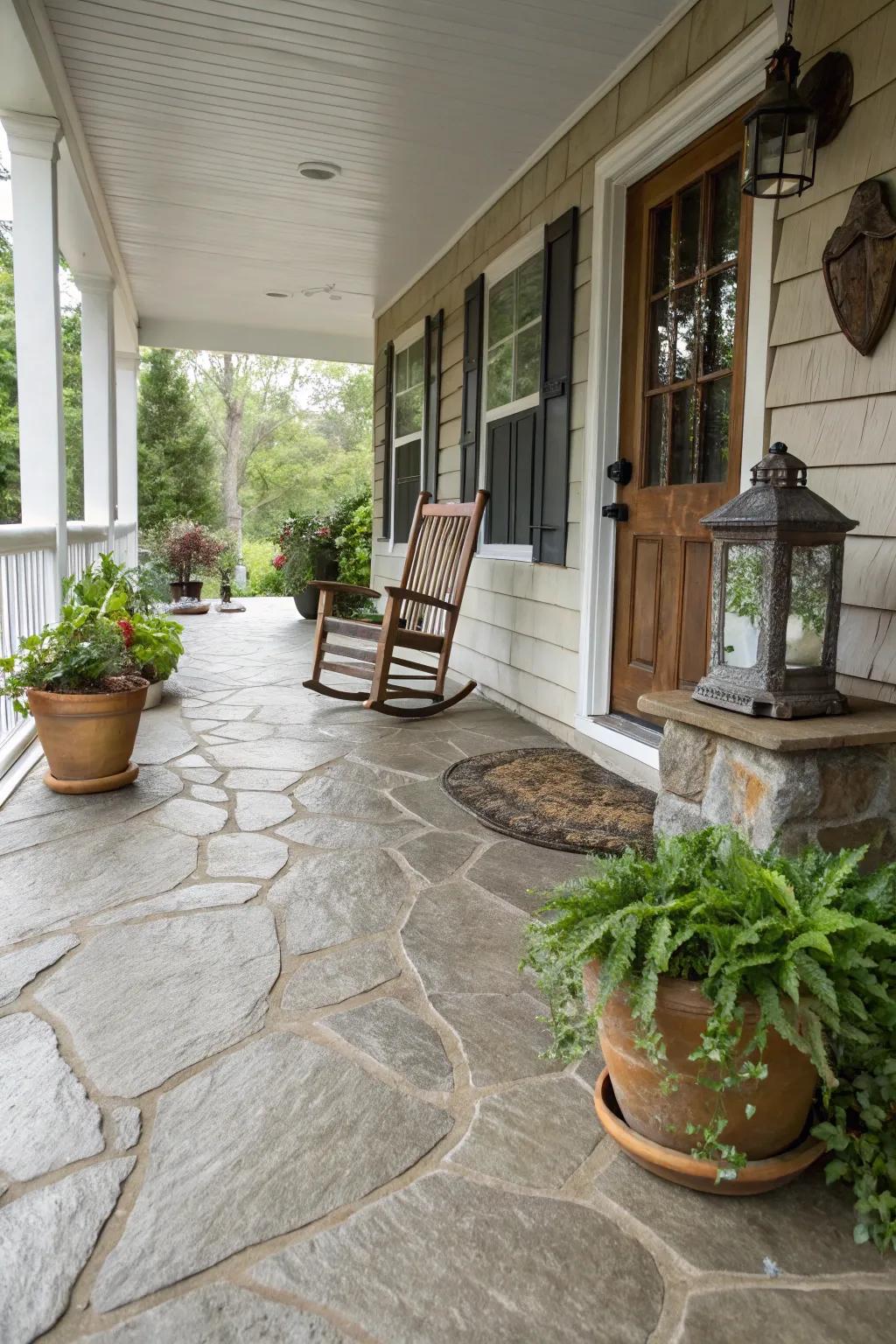 Faux stone concrete for an elegant touch.