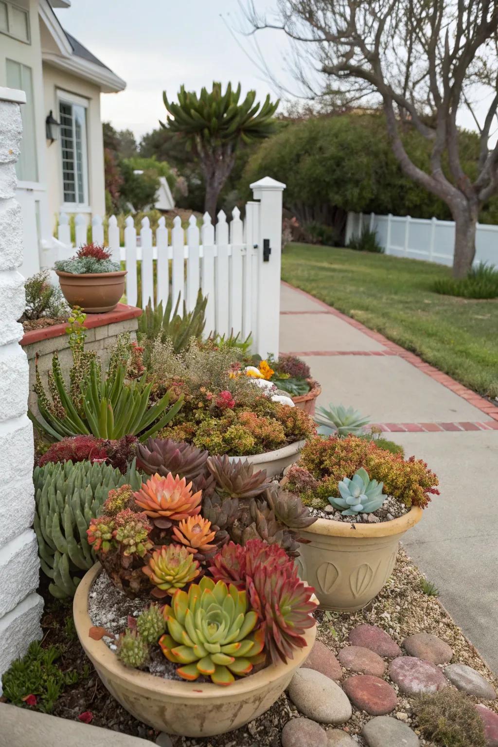 Desert plants add color with minimal water needs.