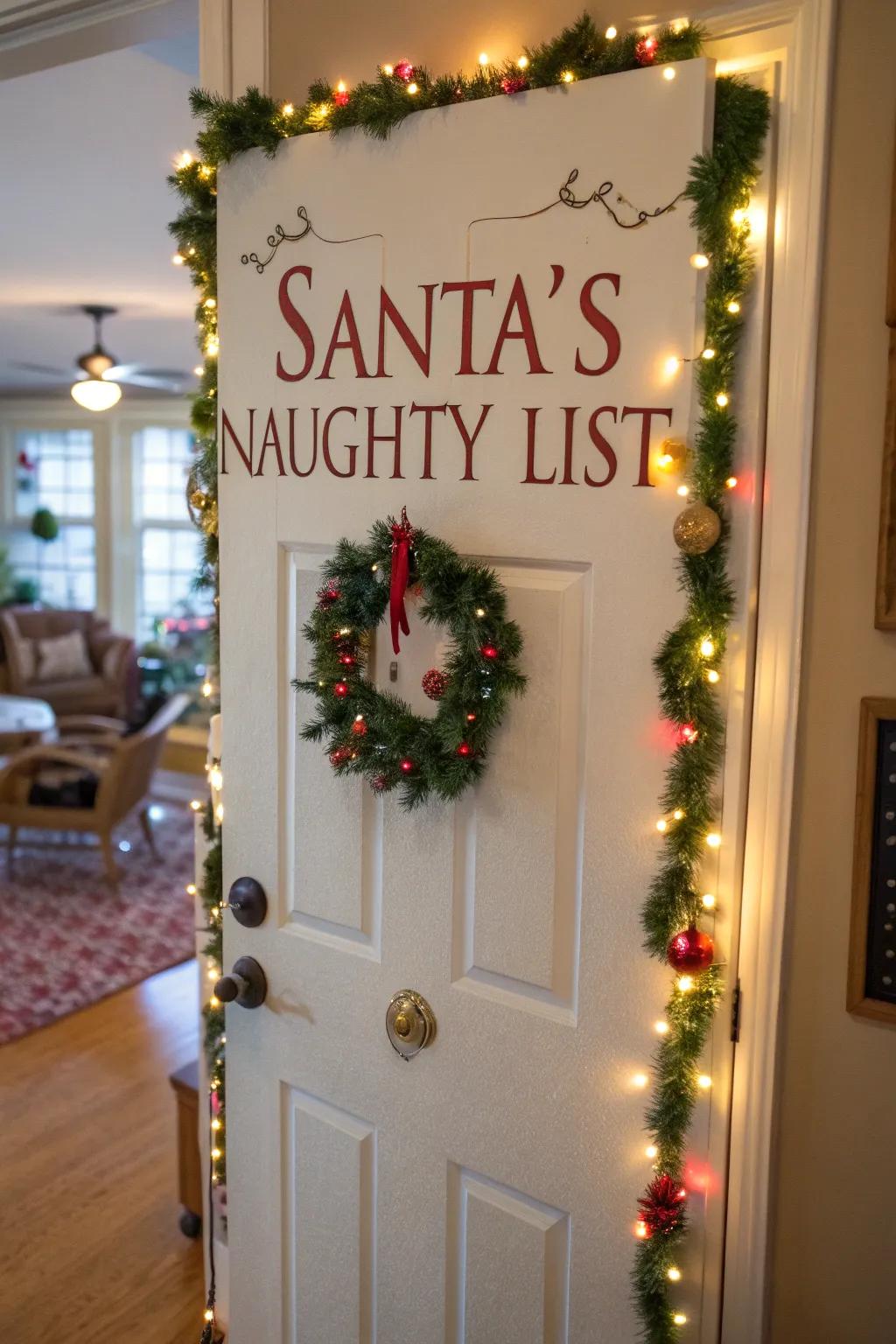 A playful Naughty List brings laughter and holiday cheer to your doorstep.