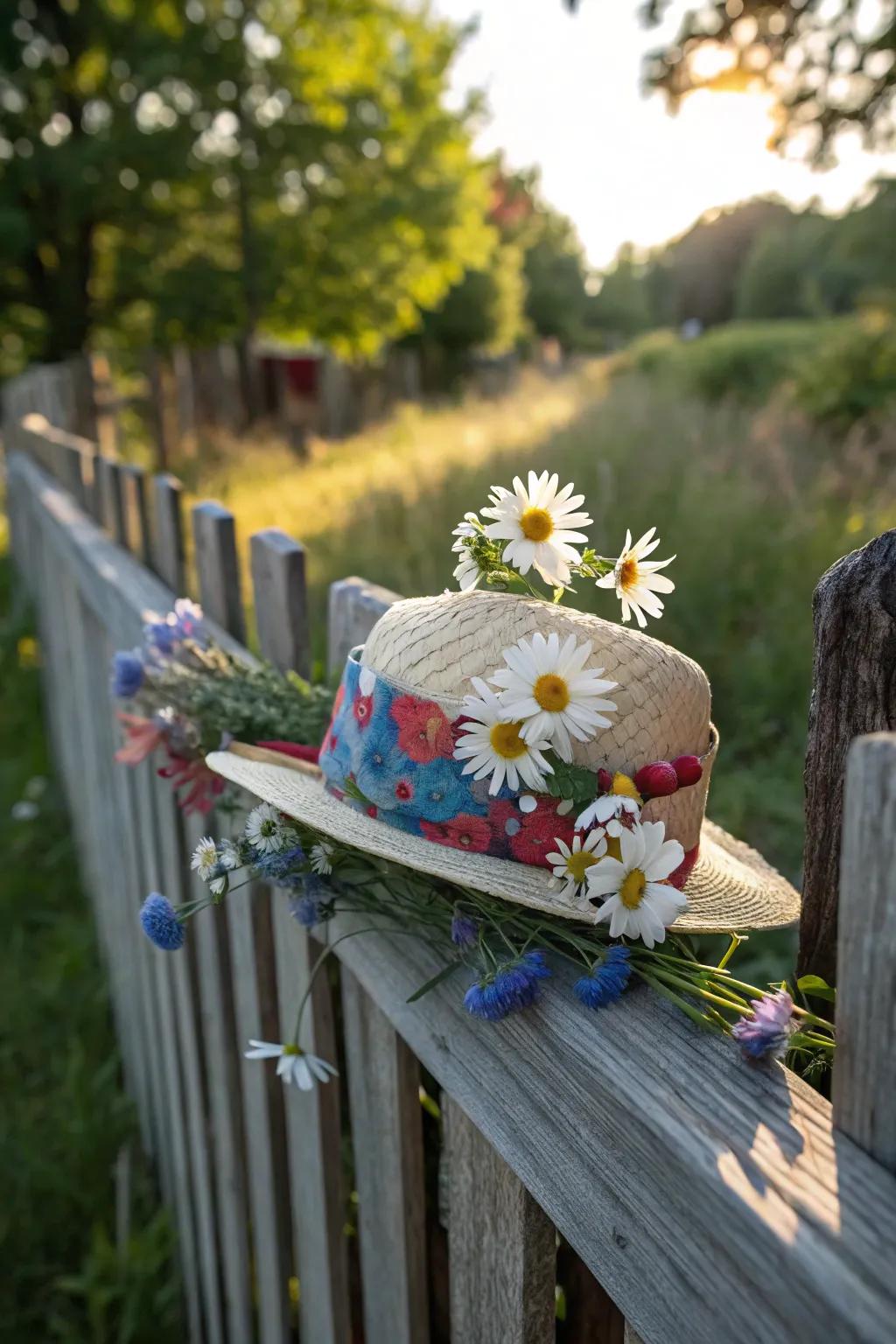 Wildflower wonder hat with a laid-back wildflower mood.