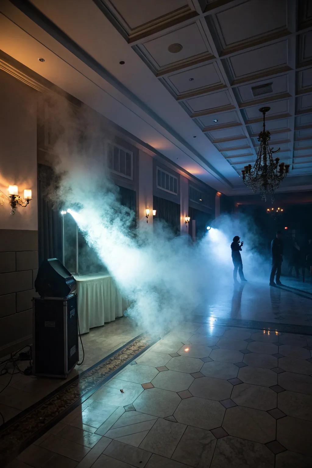 A mist device introduces a cryptic, chilling element to any area