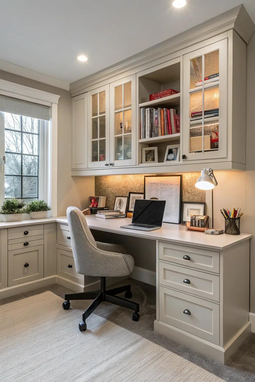 Multi-functional furniture adds practicality to your stylish workspace.