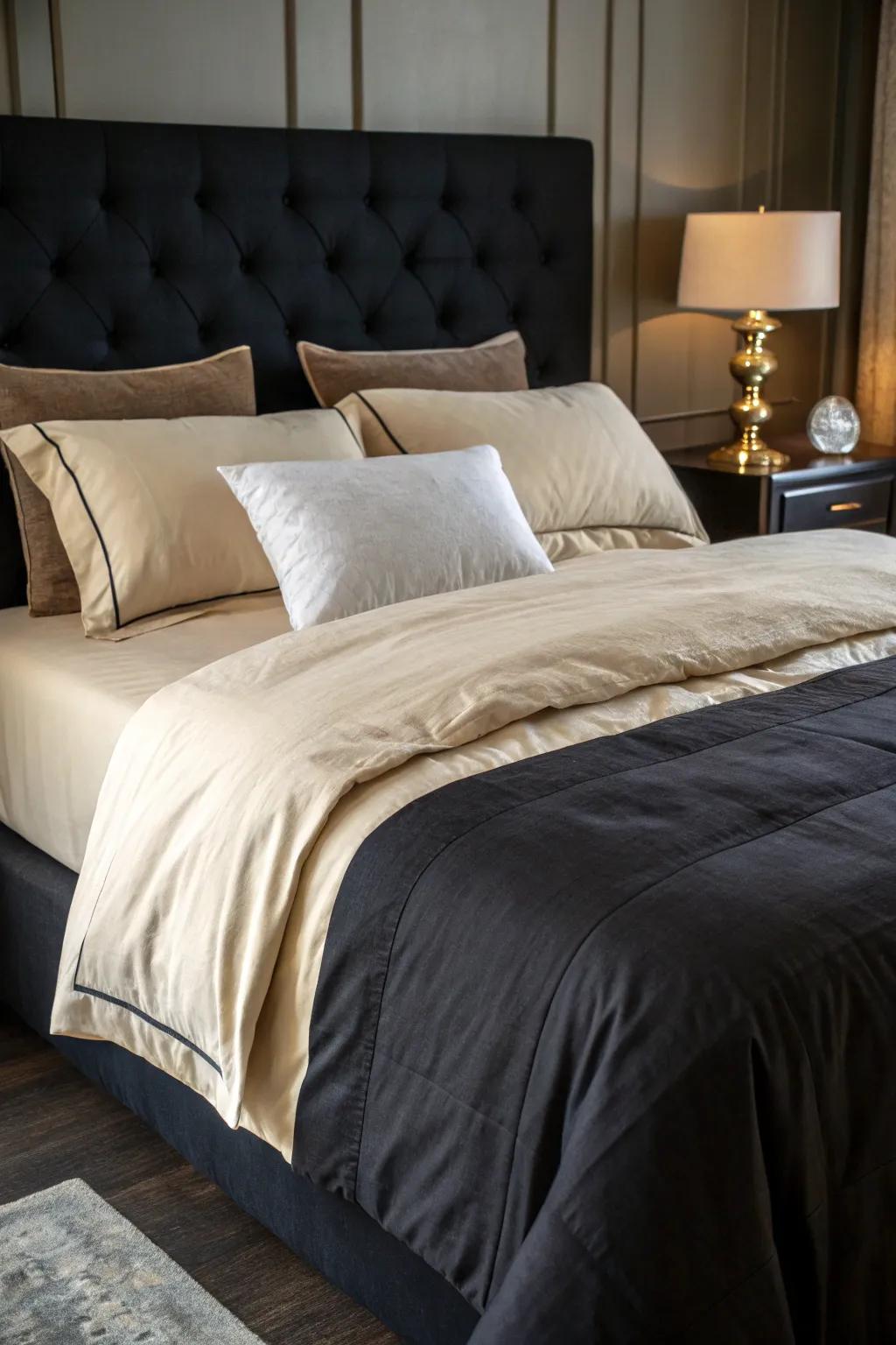 Contrasting colors add a bold statement to your bed.