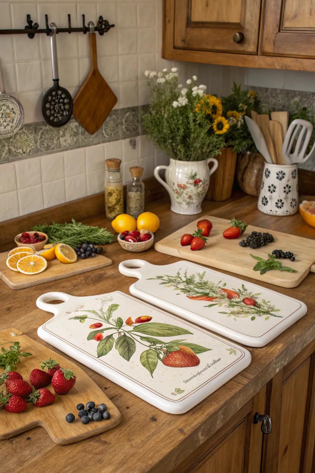Themed setups fashion a cohesive and stylish visual in the culinary space.
