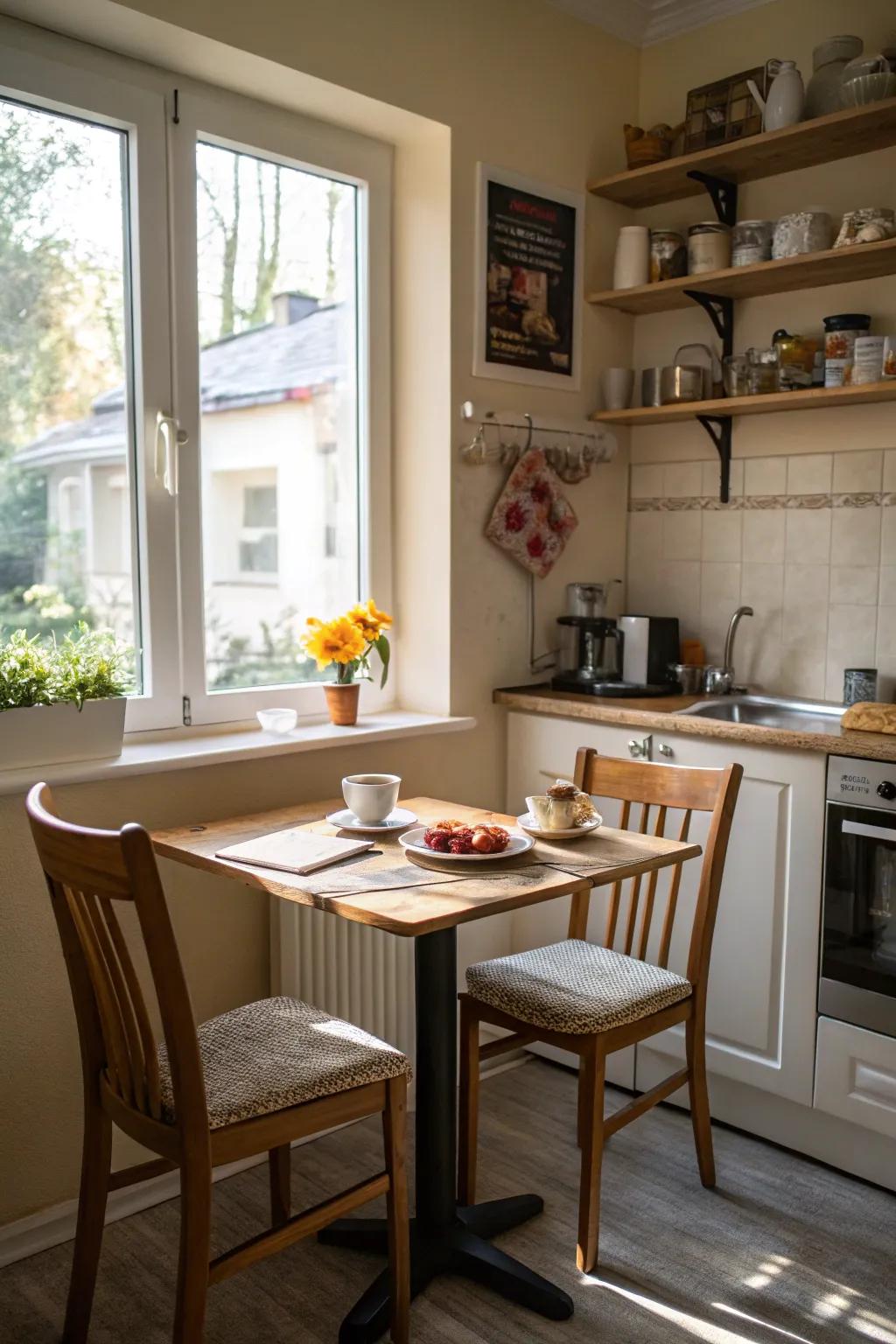 A compact breakfast nook renders kitchen corners inviting and functional.