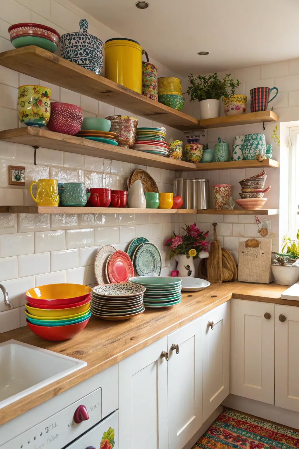 Open shelving invites personality and openness into your kitchen.