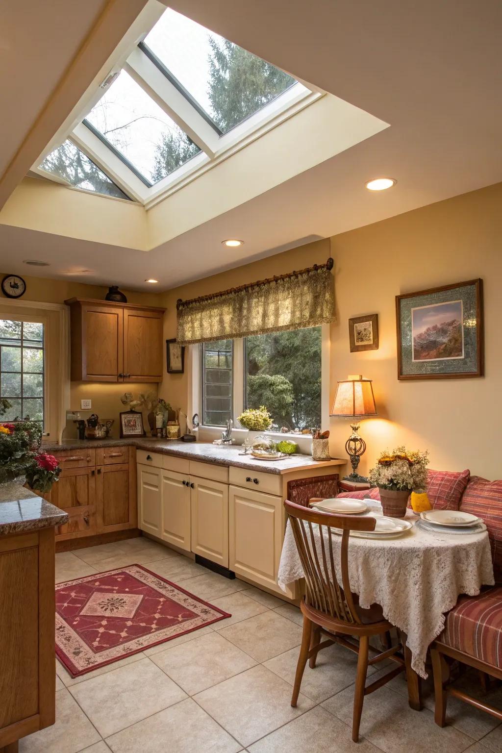 Warm tones and natural light create an inviting kitchen ambiance.