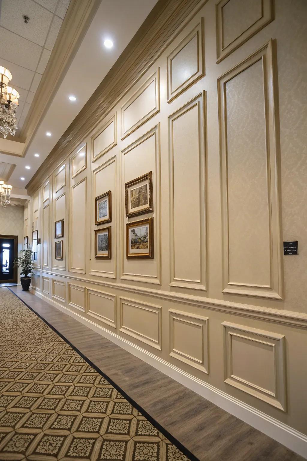 Picture frame molding enhances walls with a touch of elegance and structure.