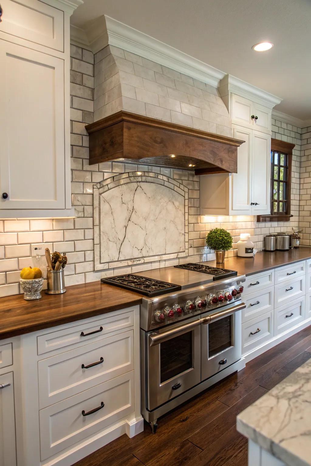 A refined twist on classic brickwork utilizing stone.
