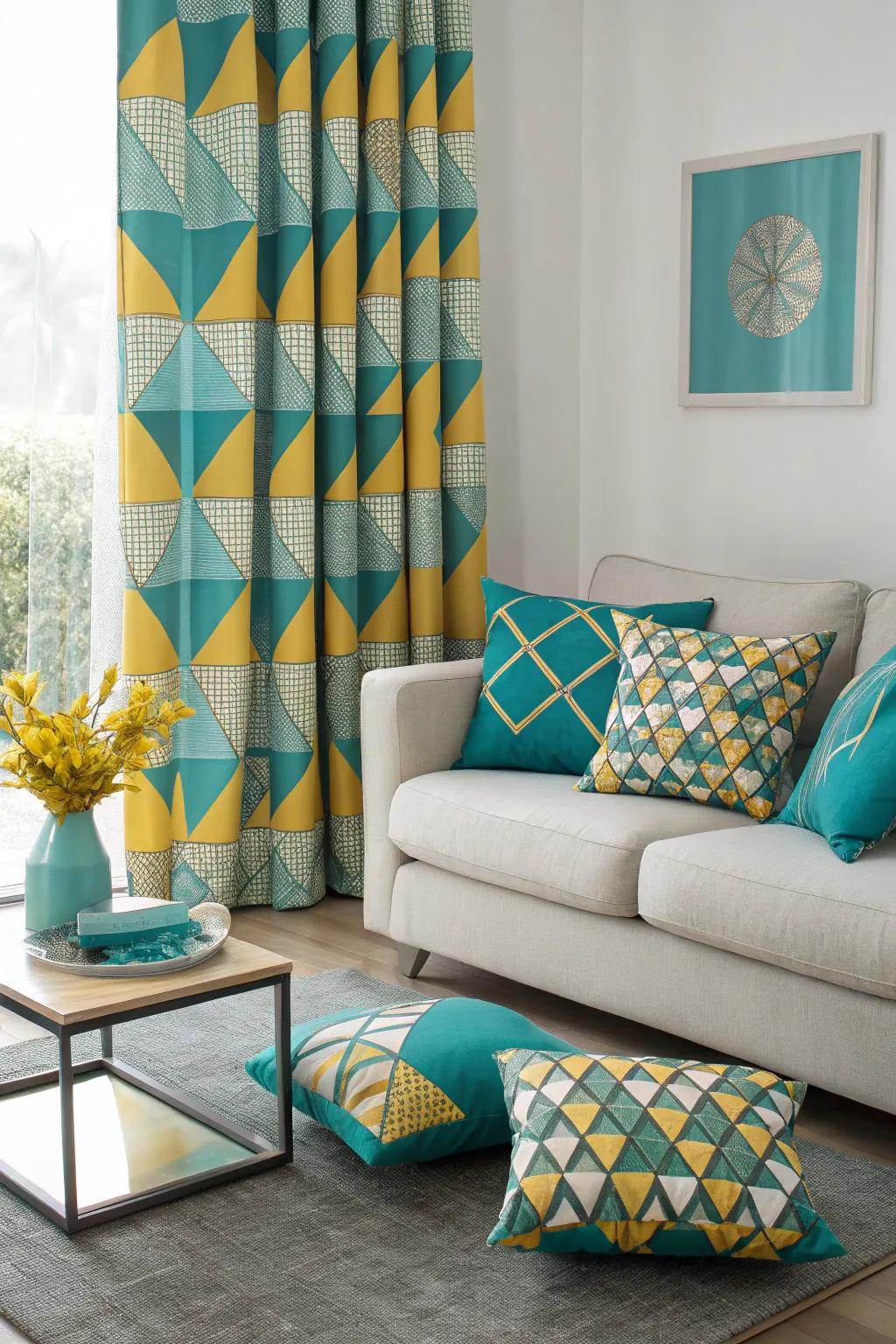 Geometric designs introduce depth and personality.