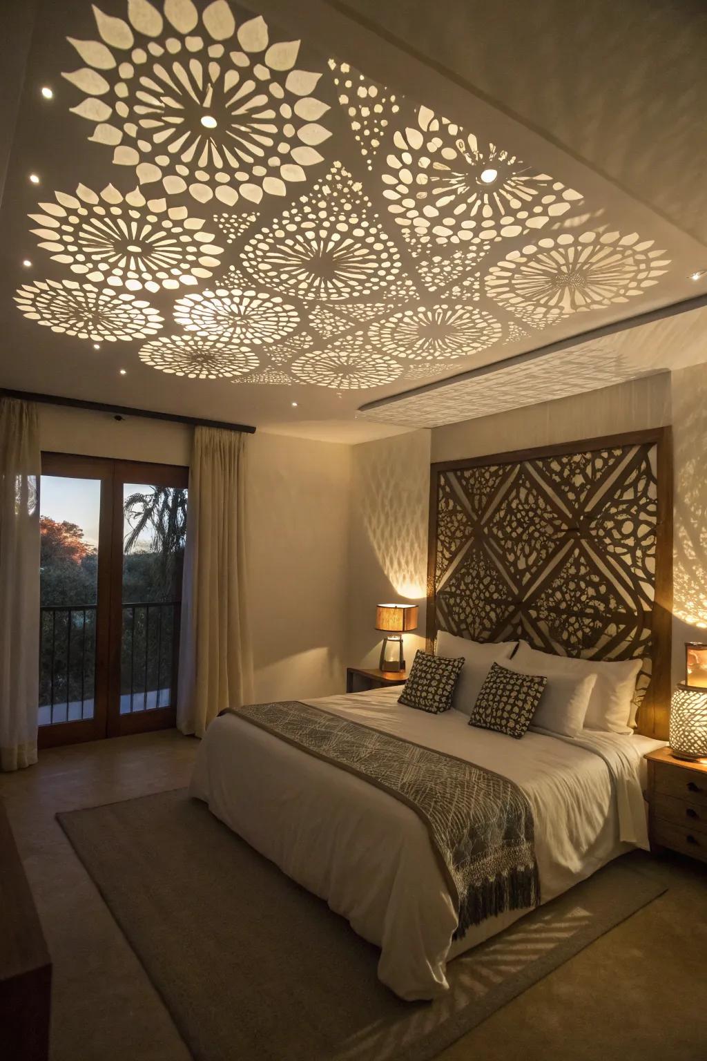 Geometric ceiling designs for visual intrigue.
