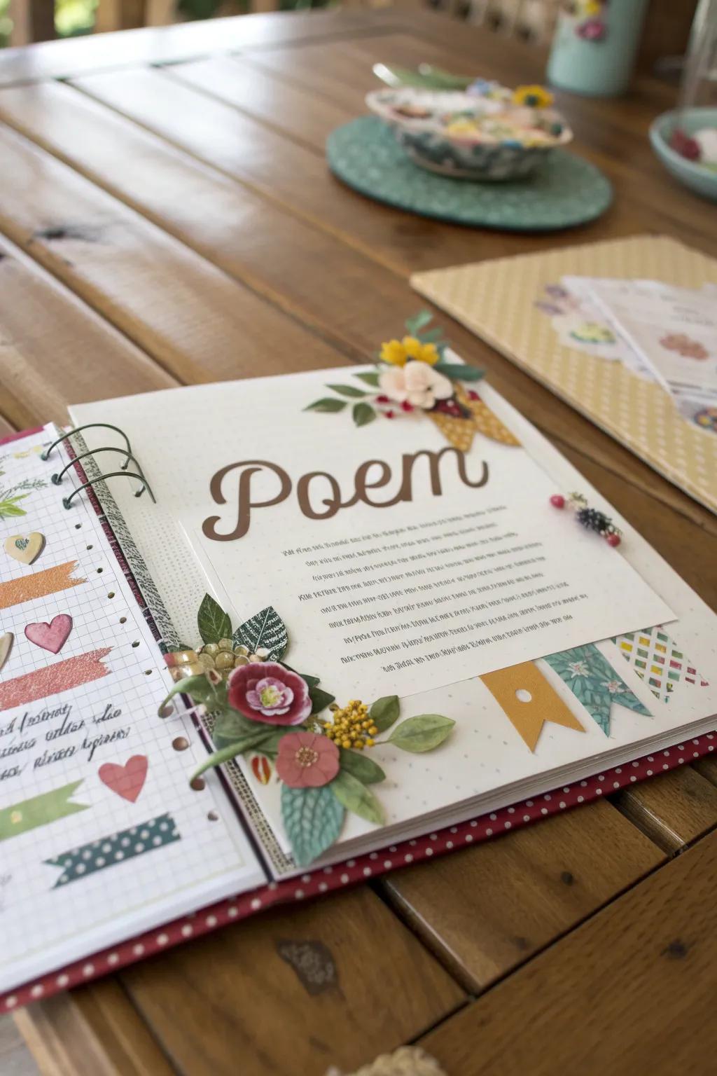 Scrapbook style adds a personal, crafty touch to poems.