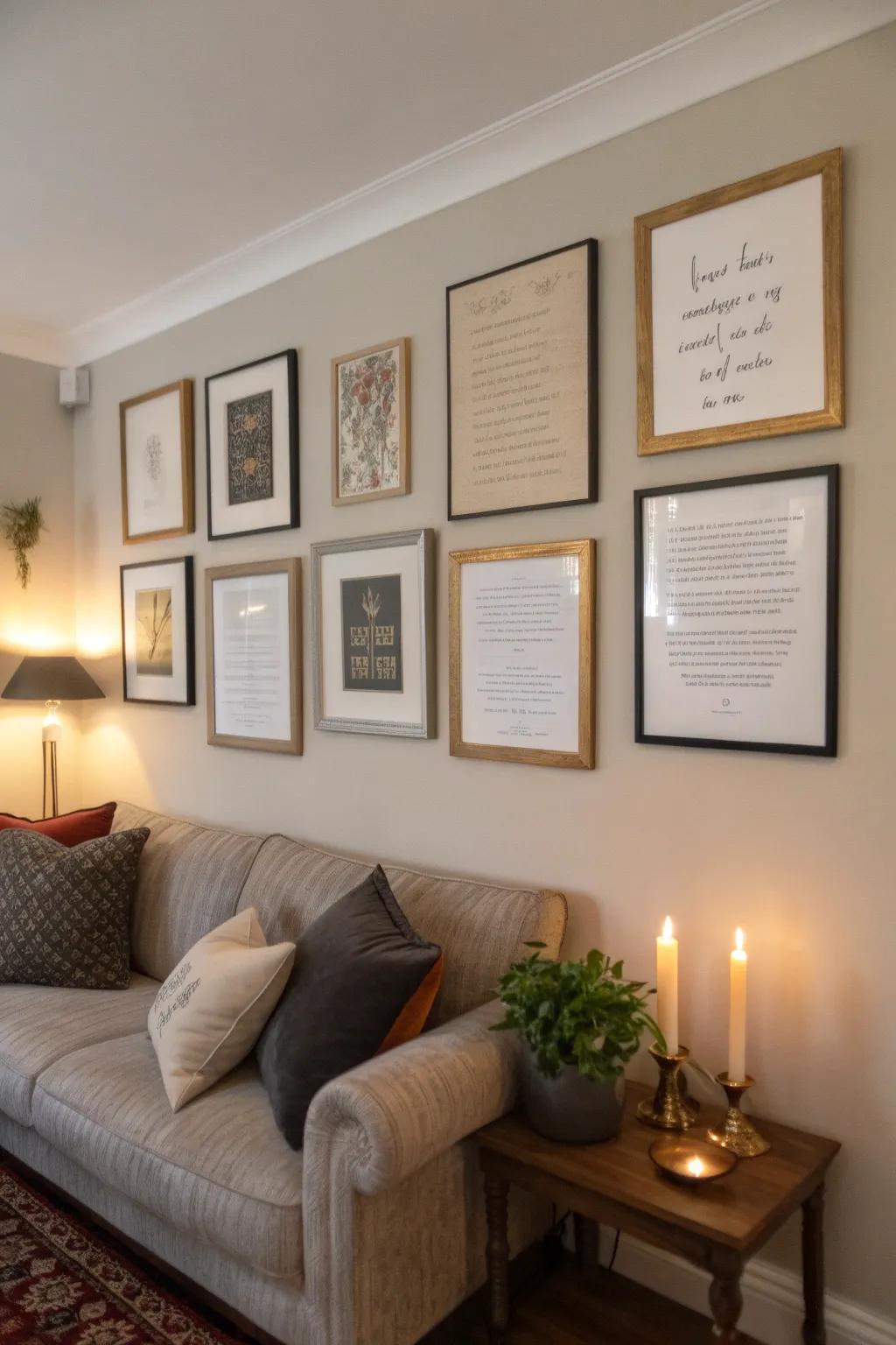 Turn poetry into wall art for a sophisticated touch.