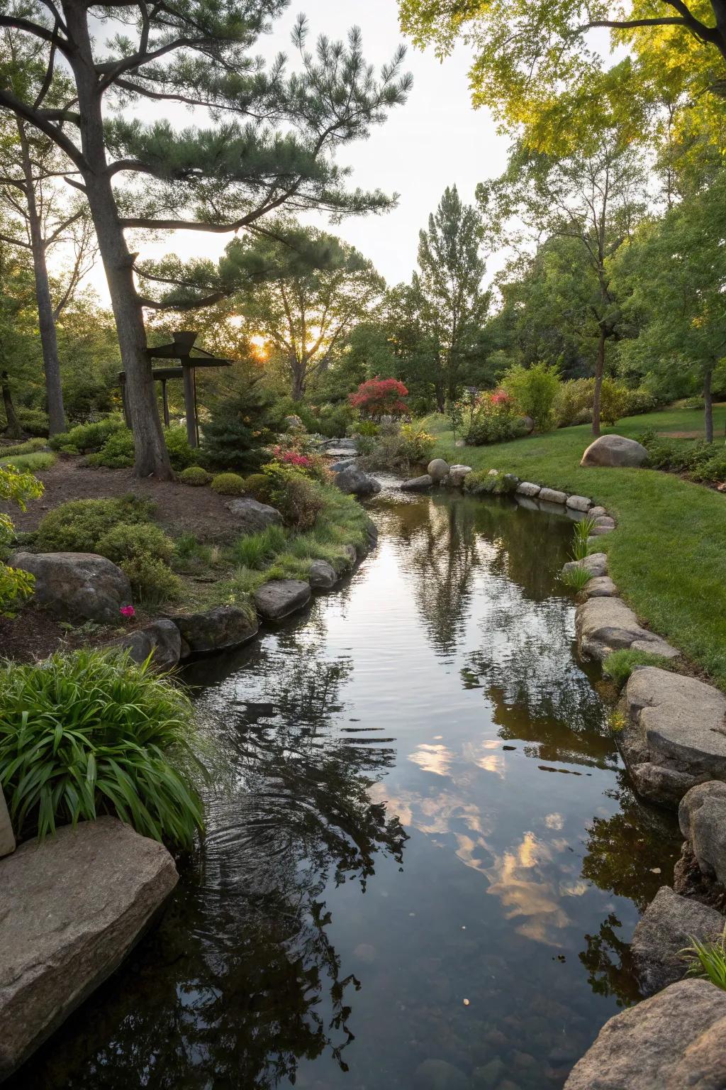 Mirror-like streams fashion tranquil and contemplative environments.