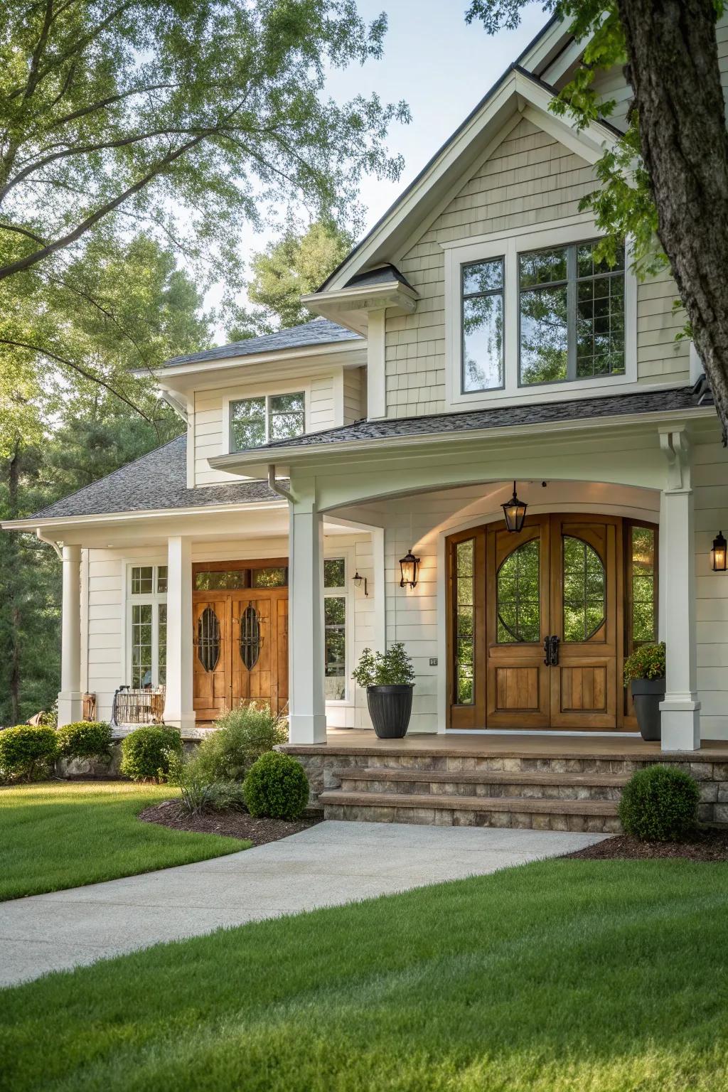 Double doors create a grand entrance.