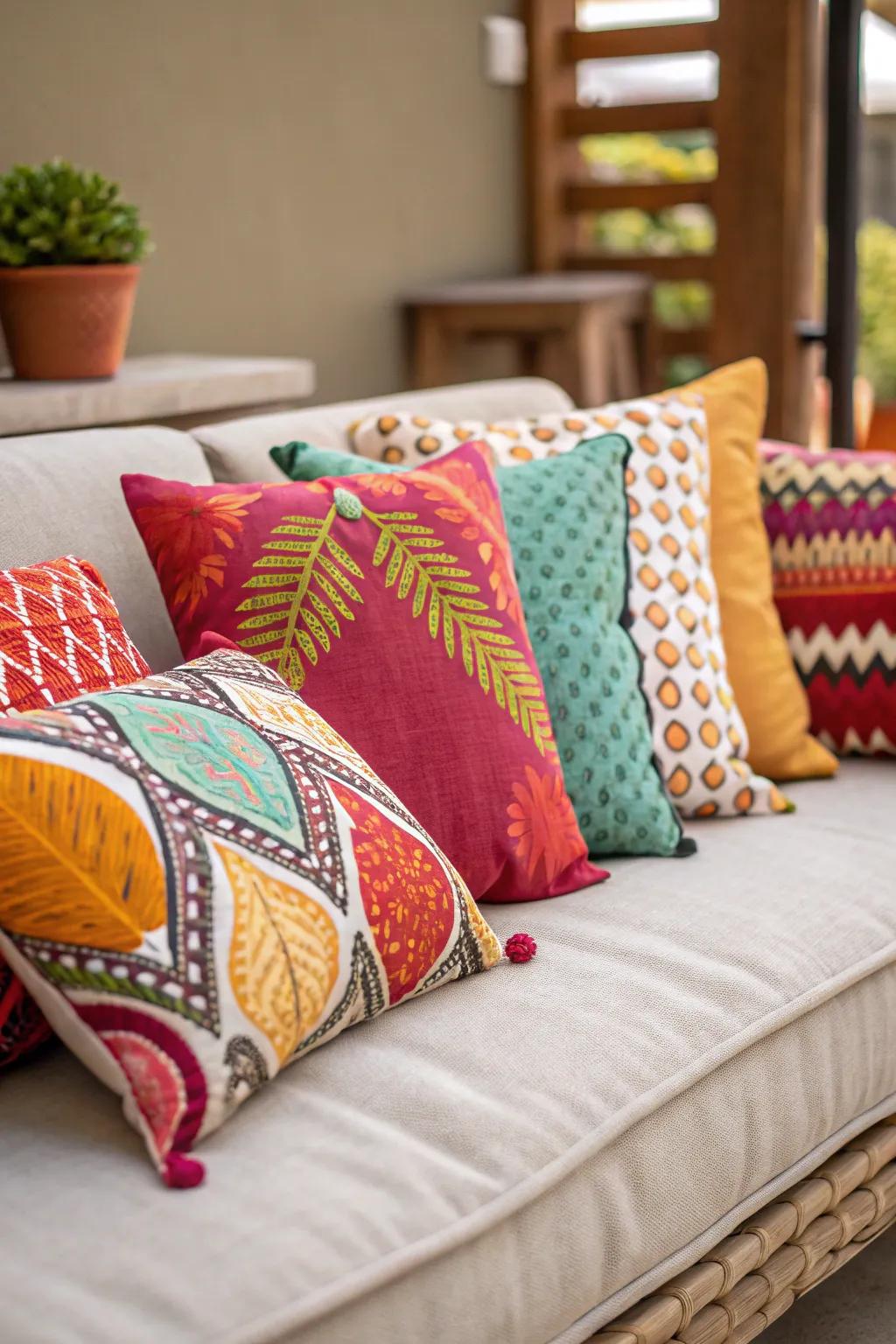 Decorative cushions bring color and coziness.