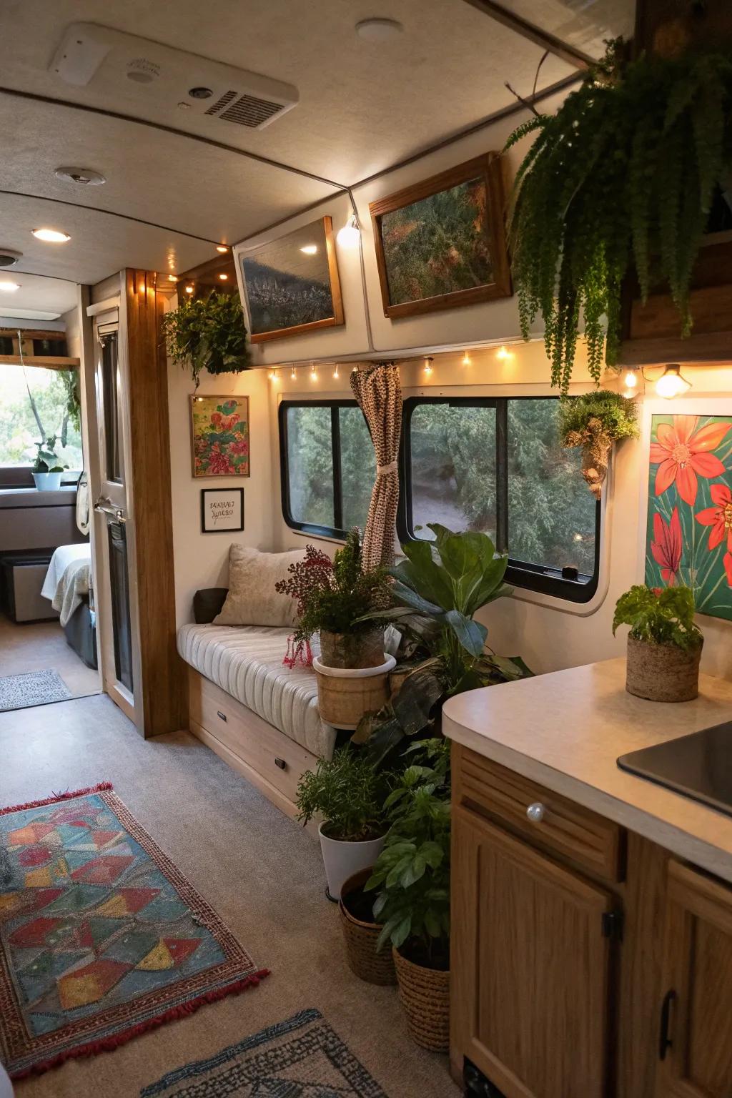 Personal touches make this RV feel like home.