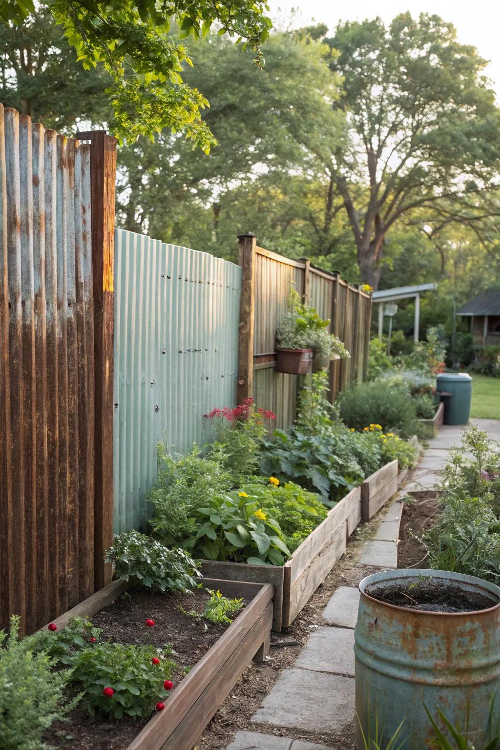 Repurposed materials bring sustainability and flair to this fence.