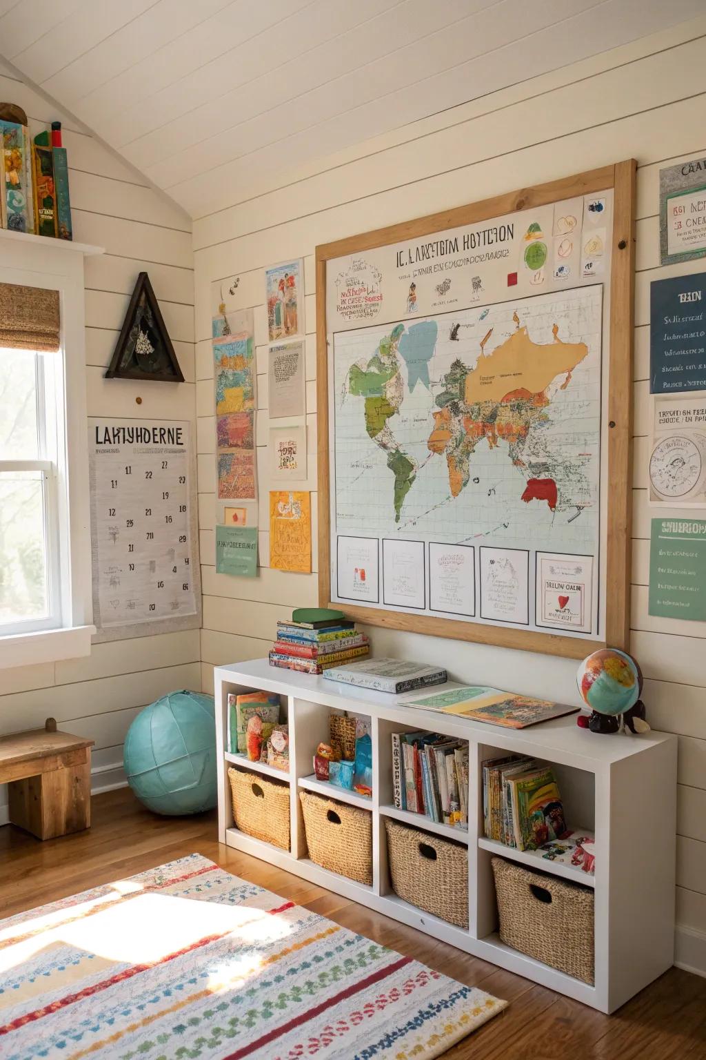 Make learning fun with an educational shiplap bulletin board.