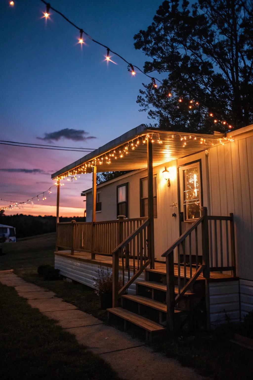 Subtle lighting transforms your veranda into an evening getaway.