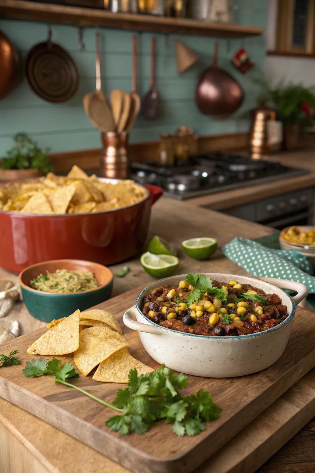 Southwestern black bean and corn bake, replete with vibrant flavors.