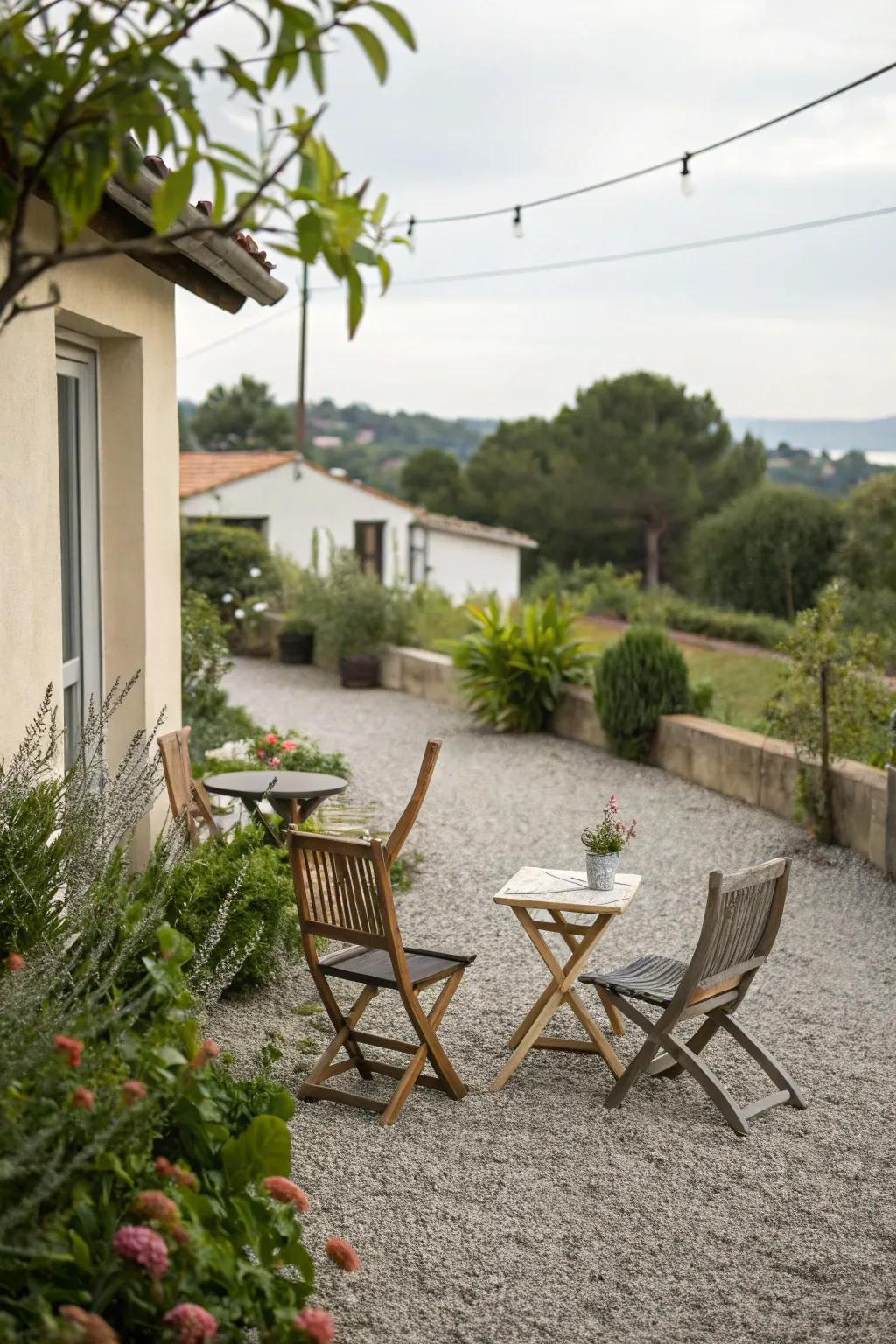 Rock regions give a loose and casual feel to your patio.