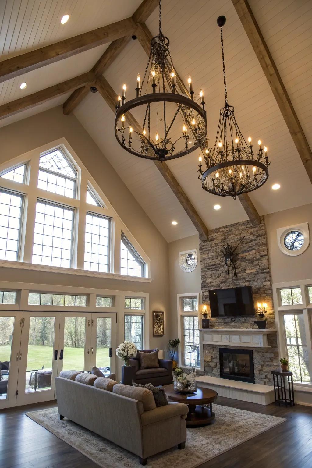 A blend of styles results in a unique lighting aesthetic.