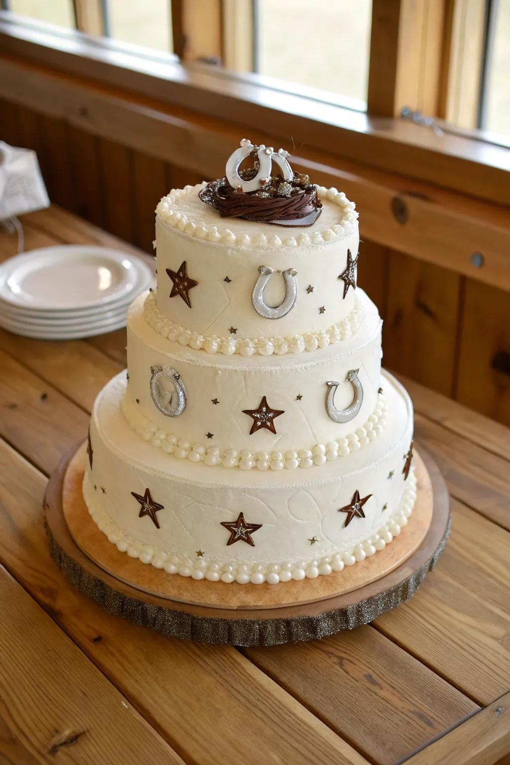 Cake with western symbols for added charm.