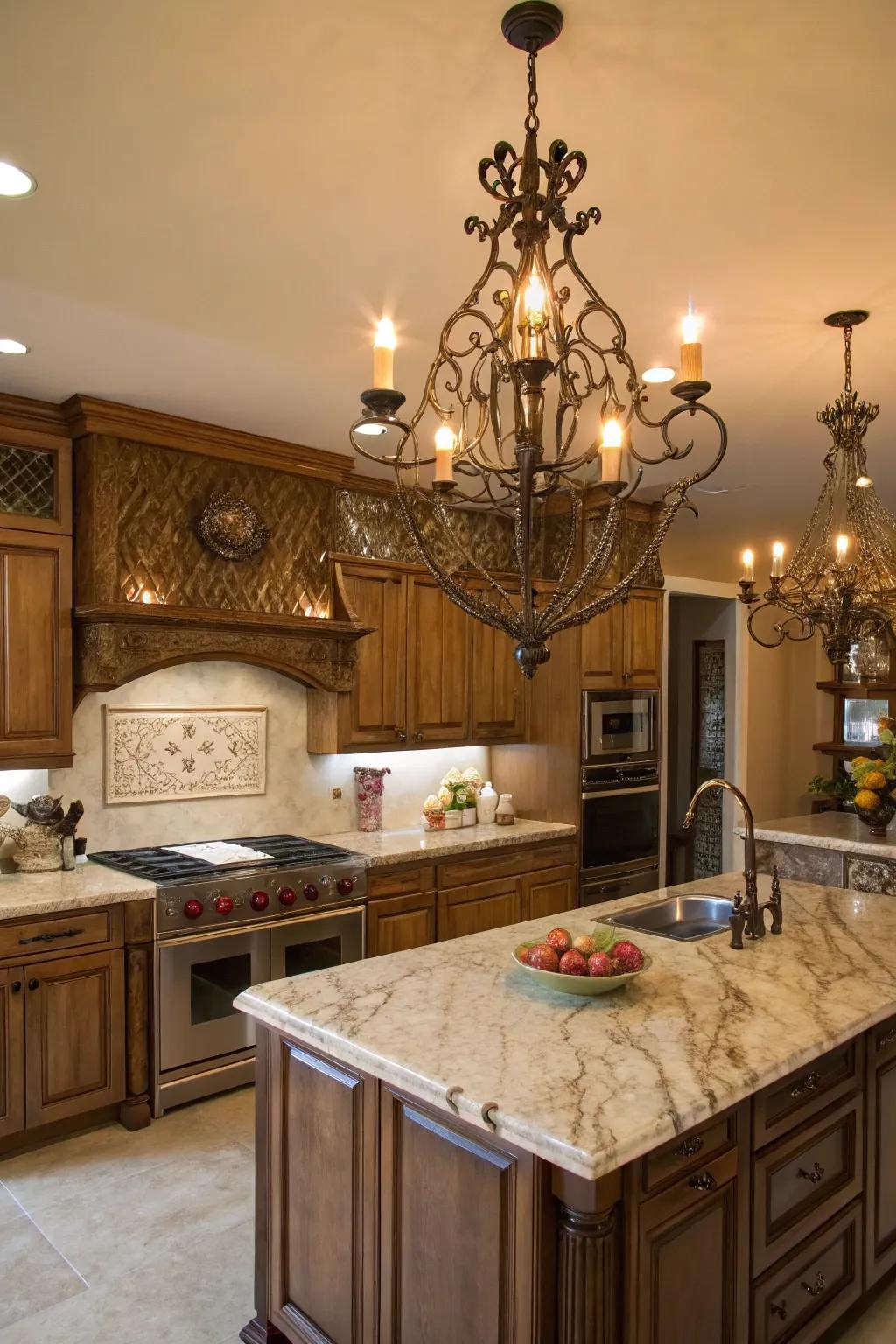 Unique light fixtures create a focal point in your kitchen.