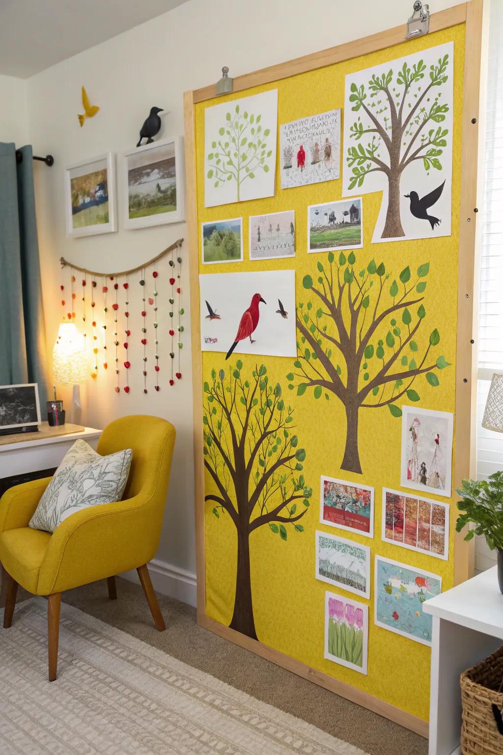 Nature-inspired themes create a calming and serene atmosphere on your bulletin board.