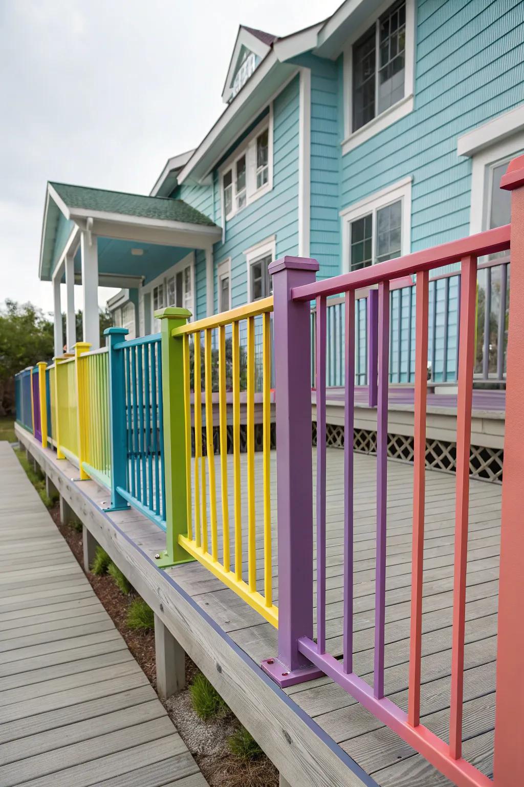 Vibrant aluminum railings reflecting personal style.