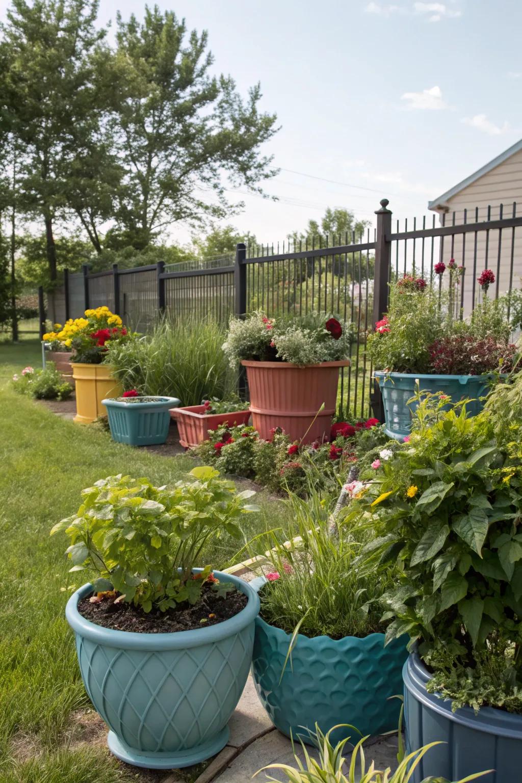 Container gardens offer flexibility and variety.