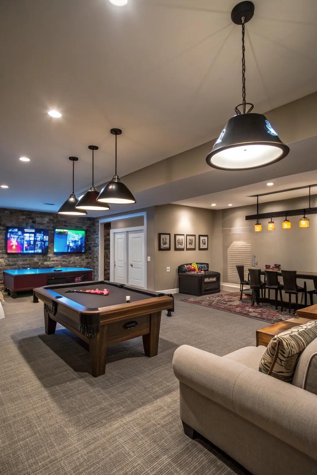 Stylish lighting brings your game room to life.