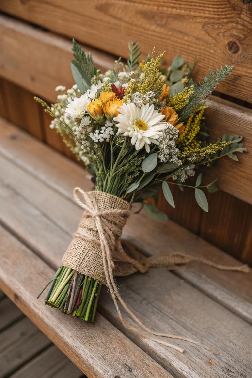 Rustic bouquets infuse warmth and charm into any setting.