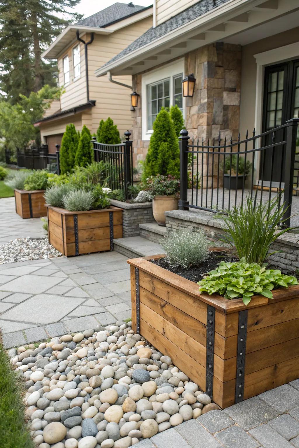 Natural elements add texture and warmth to your landscape.