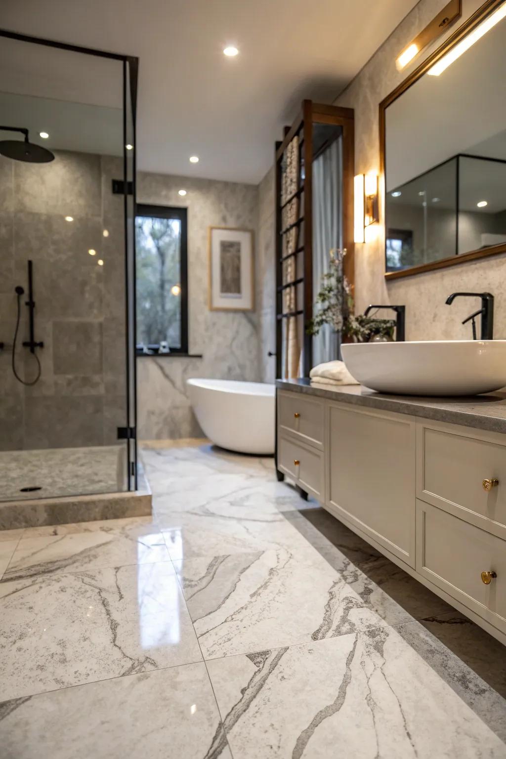 Marble-look concrete floors offer luxury without the marble price tag.