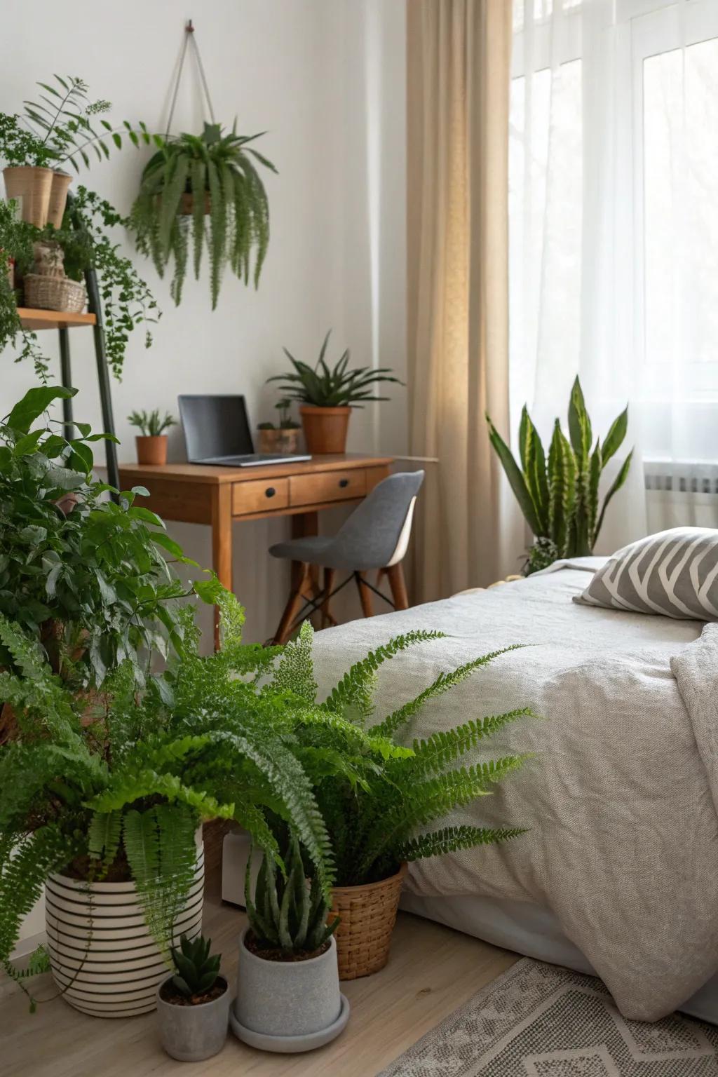 Indoor plants bring nature into the bedroom