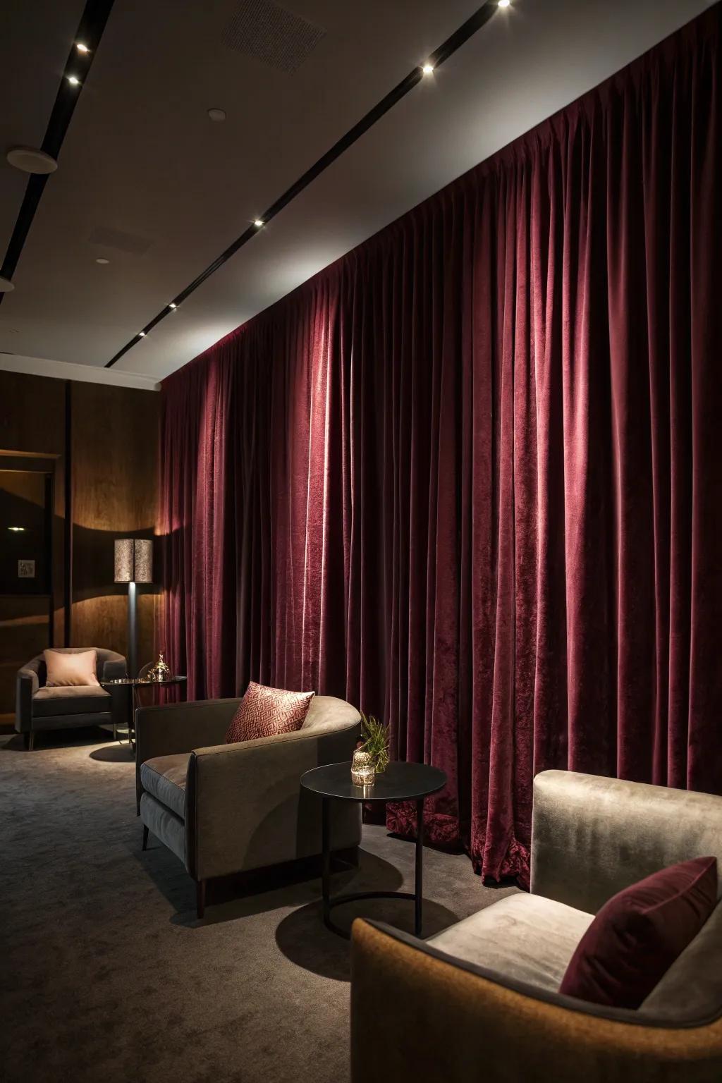 Dark curtains can add depth and drama to any room.